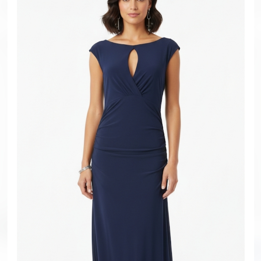 Lauren Ralph Lauren Elegant Navy Midi  Dress